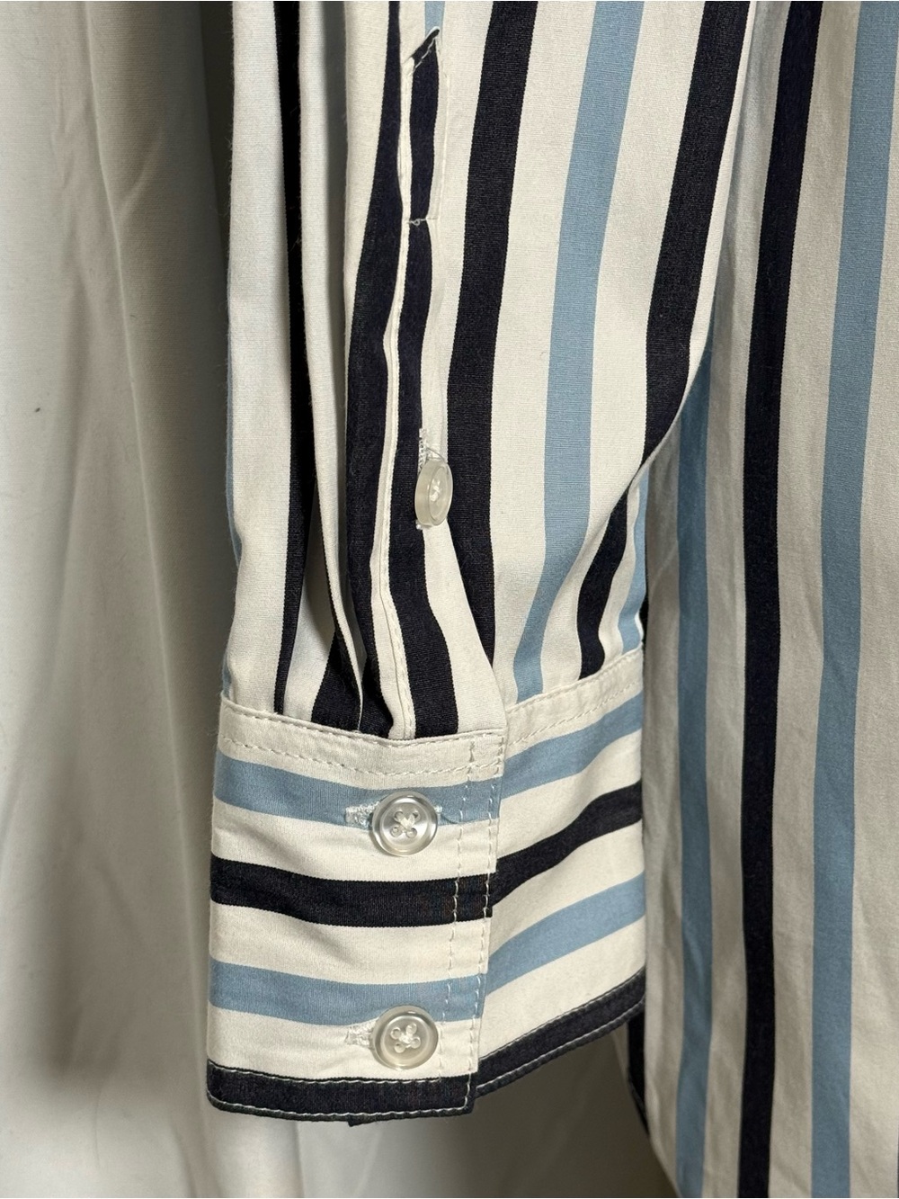 Tyler Boe Blue White Stripe Cotton Button Down Shirt Womens Small NWT - Picture 9 of 11
